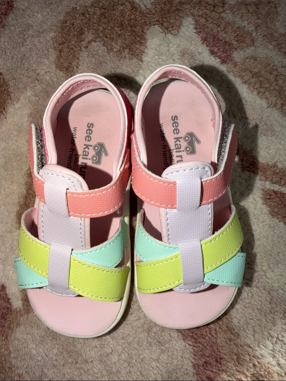 See Kai Run Girls Pastel Strappy Sandals in Pink, Mint, Yellow